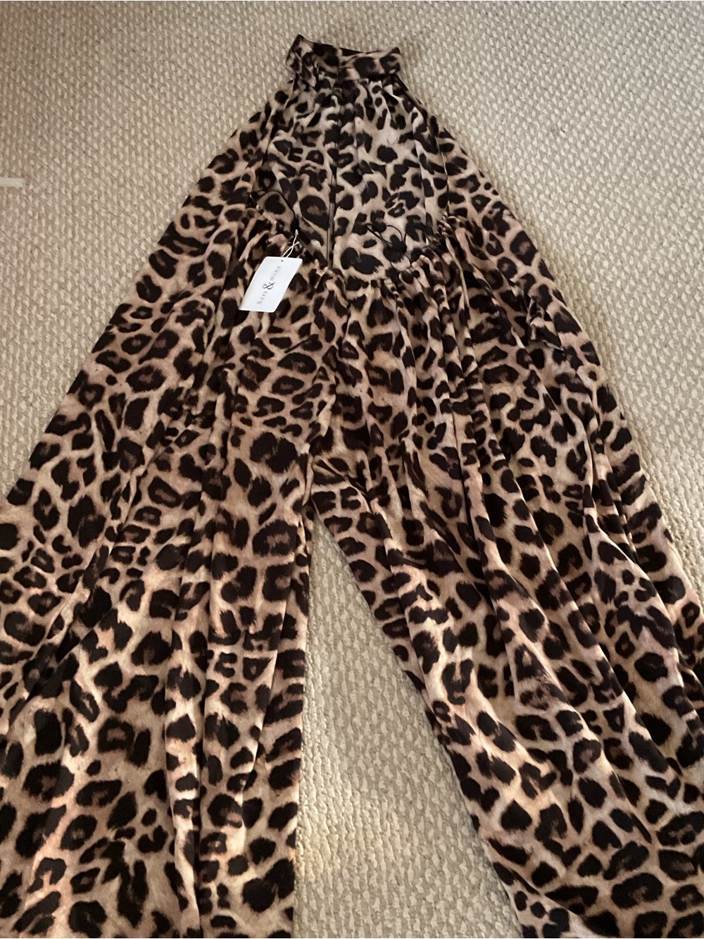 Leopard Print Halter Jumpsuit - Brown Animal Print